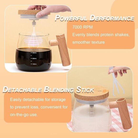 Electric Self Stirring Mug with Heating Base and Lid High Speed Glass Mixing Cup - Picture 6 of 12